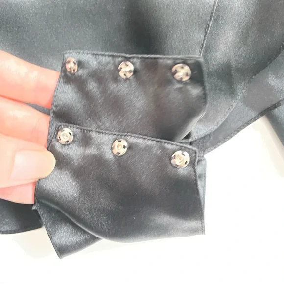 Vintage Victorias Secret Nighty Body Suit Silky Plunge Covered Button Black - Picture 12 of 15